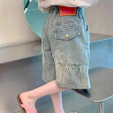デニム ショートパンツ キッズ 女の子 夏物 ハーフパンツ 薄手 軽量 カジュアル 韓国風 ブルー ボトムス 普段使い お出かけ 通学 快適 涼しい