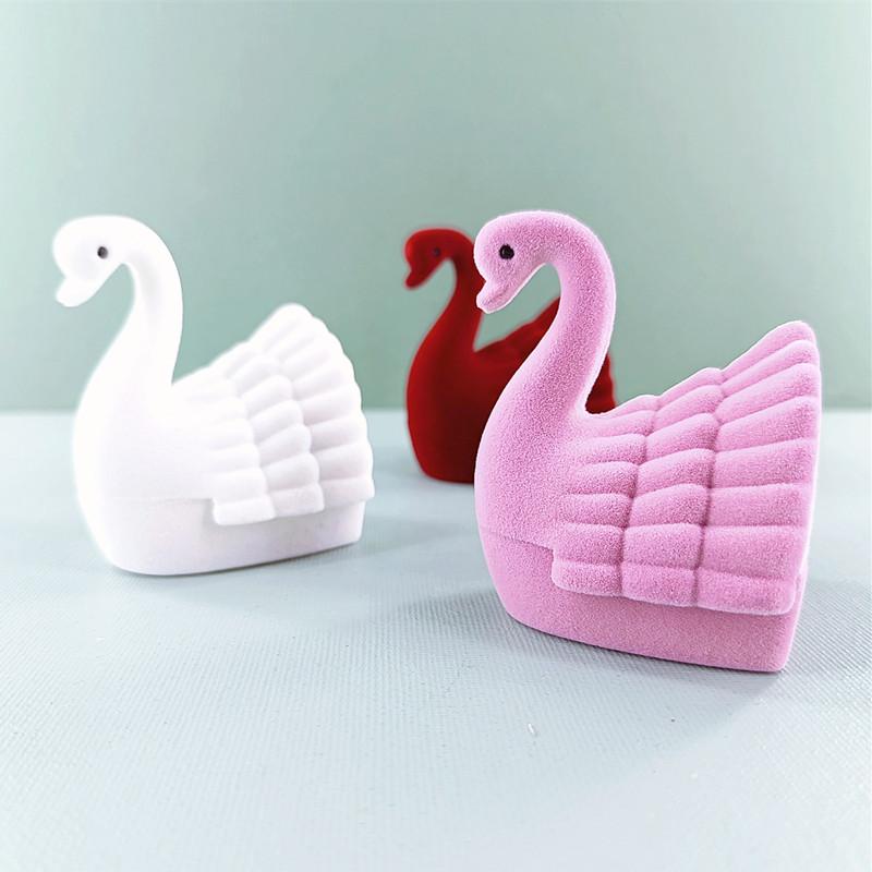 リングケース フレンチレトロ スワン ベルベット かわいい キャラクターデザイン 指輪収納 ジュエリー..