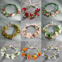 ヘッドドレス レディース カチューシャ ヘアバンド 髪飾り 花冠 手作り 布製 造花 バラ 葉 ウェディング ブライダル 花嫁 結婚式 パーティー リゾート フォトウェディング ナチュラル エレガント フェミニン(x2)