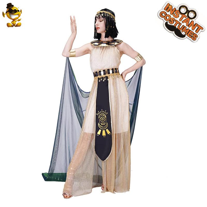 コスプレ レディース 女性用 大人 古代エジプト クレオパトラ 女王 クイーン ハロウィン 仮装パーティー 舞台演出衣装 演劇 イベント コスチューム ポリエステ製 エレガント 上品(x2)