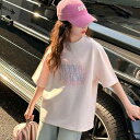 Tシャツ ガールズ ジュニア 夏 半袖 綿 コットン 吸湿速乾 クルーネック 丸首 柔らかい 肌触り おしゃれ 韓国風 カジュアル デイリーユース ロゴプリント