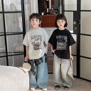 Tシャツ キッズ 男の子 女の子 コーラ ハンバーガー プリント 半袖 ゆったり ラウンドネック コットン100% 吸湿速乾 柔らかい かわいい カジュアル ブラック アプリコット