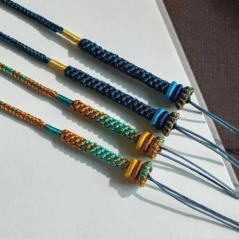 ネックレス 男女兼用 鎖骨丈 チョーカー 手編み 高級感 コード 琥珀 ターコイズ 天珠 横通しペンダント..