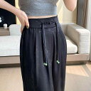 ワイドパンツ レディース チャイナ風 サテン ジャガード チャイナボタン ハイウエスト 細見え ストレート ロングパンツ カジュアル ポリエステル素材 薄手 通...