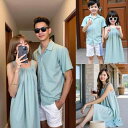 親子服 レディース キッズ メンズ 高級感 インフルエンサー リゾート ビーチ バカンス お出かけ コットン 薄手 ワンピース ロング丈 シャツ 半袖 母娘 カップル ファミリーお揃い ペアルック