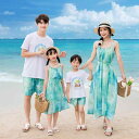 ファミリー 親子コーデ リゾートスタイル ボヘミアン柄 キャミソールワンピース マキシ丈ドレス 花柄 薄手 夏 ビーチ バカンス 母娘お揃い 父息子リンクコーデ セットアップ ポリエステル混紡素材