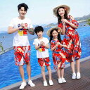 親子お揃い レディース メンズ キッズ ワンピース 半袖Tシャツ セットアップ 夏 ビーチ リゾート 旅行 バカンス お出かけ カジュアル 花柄 ロゴプリント UVカット モダール混 ポリエステル 吸湿速乾 やわらか