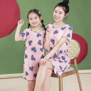 ルームウェア パジャマ 親子 母娘 女の子 夏用 接触冷感 薄手 通気性 ハート柄 くま柄 フリル ルームワンピース おうち時間 ポリエステル 部屋着