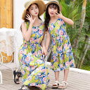 ワンピース 親子服 母娘 キッズ ジュニア 女の子 ゆったり ノースリーブ タンクトップ 花柄 プリント かわいい 薄手 涼しい 通気性 ビーチ リゾート 夏 サマー カジュアル