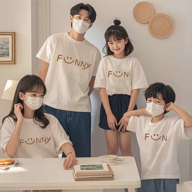 Tシャツ 親子コーデ 男女兼用 キッズ ママ 半袖 カジュアル おしゃれ 韓国風 ロゴ プリント 綿100% コットン 肌に優しい 柔らかな肌触り 普段使い お出かけ 記念撮影 旅行 アウトドア