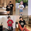 Tシャツ 親子コーデ ママ パパ キッズ ベビー 夏物 新中華風 刺繍 半袖 トップス カットソー 綿 コットン 高級感 かわいい キャラクター 家族写真 記念日 普段着 カジュアル ホワイト ブラック ワインレッド