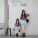 セットアップ 親子 母娘服 女の子 アメリカンストライプ 半袖ポロシャツ マーメイドショートスカート 綿混 柔らかい 肌触り良い カジュアル お出かけ リラックスウェア パープルレッド系
