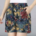 カジュアルパンツ レディース ミセス 女性 夏物 薄手 ハイウエスト ハーフ丈 五分丈 ゆったり ワイドシルエット ポリエステル素材 ストレッチ ポケット付き 普段使い