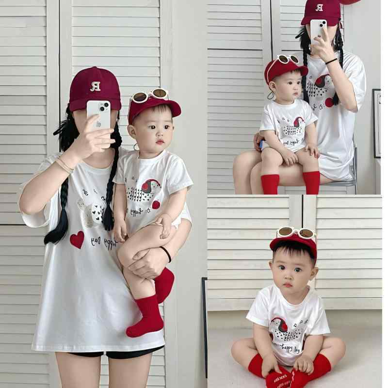 Tシャツ 親子 ファミリー メンズ レディース キッズ ベビー 男の子 女の子 高級感 キャラクター 綿 半袖 カジュアル ストリート 韓国風 ソフトタッチ ユニセックス 家族お揃い 白