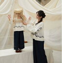 母娘お揃い 親子リンクコーデ ボヘミアン トップス 女の子 刺繡 ドールブラウス フリンジ 裾ダメージ ワイドデニムパンツ 韓国風 かわいい 綿素材 やわらか素材 ナチュラル リゾートスタイル カジュアルスタイル