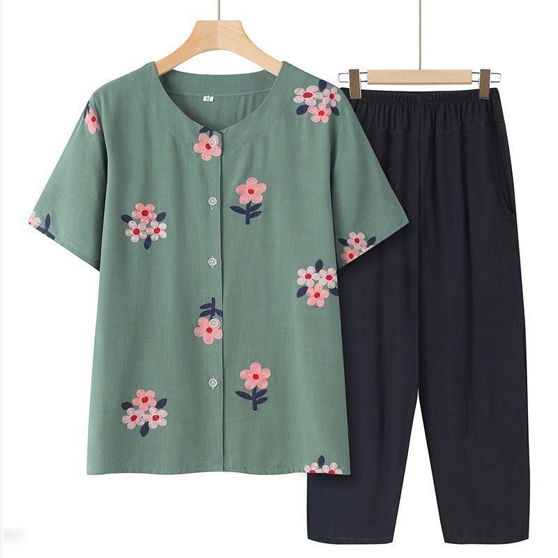 トップス レディース ミセス シニア 半袖 夏物 前開き ブラウス ゆったり ルーズフィット Aライン スタンドカラー ポリエステル コットン混 高級感 エレガント きれいめ マカロンカラー カジュアル シティスタイル