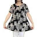 Tシャツ レディース ママ ミセス 上品 エレガント カジュアルスタイル ゆったり リラックスフィット 体型カバー 着痩せ効果 チュニック丈 半袖 総柄 花柄プリント ポリエステル シワになりにくい ノーアイロン ブラック カラフル