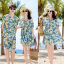 ファミリーコーデ 親子 カップル メンズ レディース キッズ リゾートウェア ワンピース ドレス 夏 旅行 ビーチ バカンス 海水浴 ボヘミアン 花柄 カジュアル ポリエステル シフォン