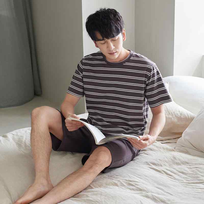 ルームウェア メンズ 男性用 接触冷感 薄手 パジャマ 寝間着 夏用 綿素材 半袖 ショートパンツ 上下セット 丸首 カジュアル 普段使い 部屋着 大きいサイズ 中高年