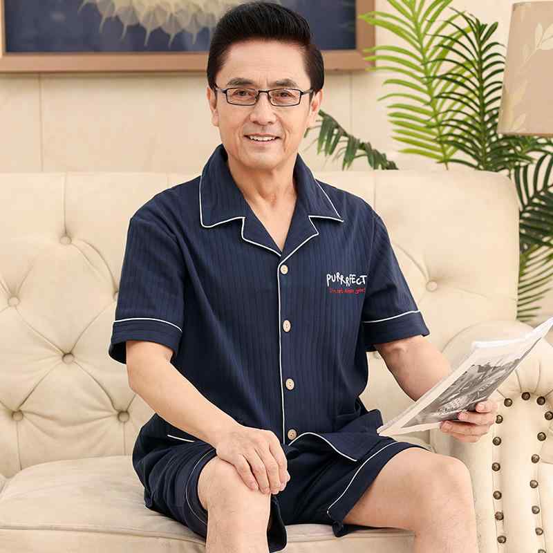 パジャマ メンズ シニア 父親 夏 半袖 ショートパンツ 前開き 襟付き 綿 コットン ルームウェア 部屋着 大きいサイズ ゆったり セットアップ 快適 通気性 リラックス ワンマイルウェア