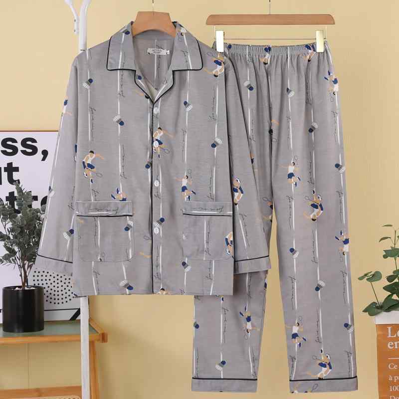 パジャマ メンズ 男性用 長袖 前開き 綿 コットン ルームウェア 部屋着 セットアップ 上下セット 春 秋..
