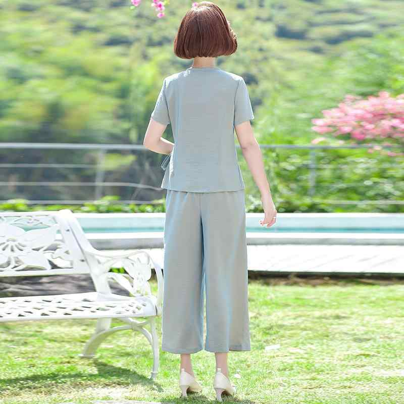 セットアップ レディース 夏物 上品 エレガント ブラウス 上下セット リボンデザイン テンセル リヨセル繊維 きれいめ 大人カジュアル ライトグリーン ダークグリーン