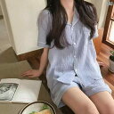 ルームウェア レディース パジャマ 夏用 綿麻 コットンリネン ガーゼ ソフト 薄手 半袖トップス ショートパンツ 無地 スクエアネック シンプル かわいい 上下セット 部屋着 リラックスウェア