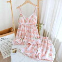 パジャマ レディース 綿100% クレープ 花柄 プリント カップ付き キャミソール ショートパンツ 2点セット 夏用 薄手 吸水性 通気性 ルームウェア ナイトウェア 部屋着 リラックスウェア 大人かわいい セクシー