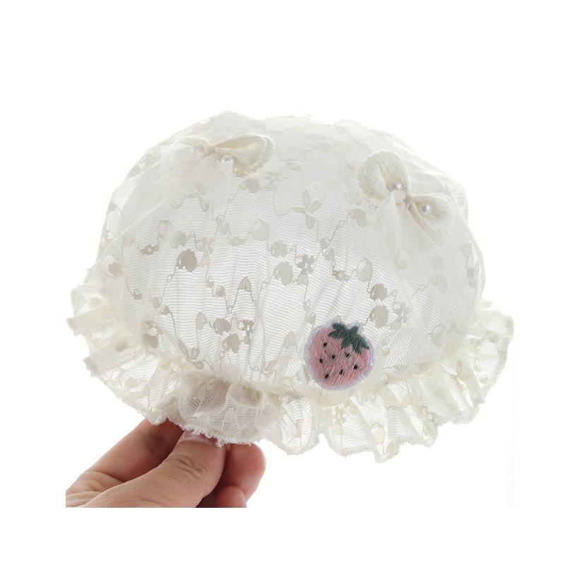 ベビー ハット 女の子 春夏 赤ちゃん 日よけ帽子 薄手 綿 コットン サファリハット 新生児 乳幼児 かわいい 軽量 通気性 UVカット 日焼け防止 お出かけ 散歩 いちご柄 ストロベリー柄