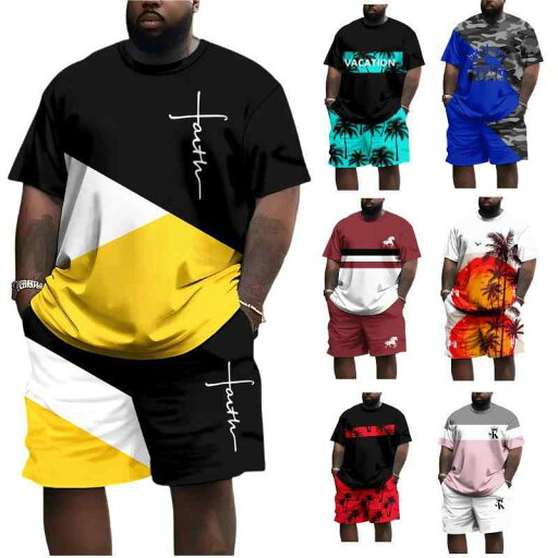 Tシャツ メンズ ショートパンツ セットアップ 3Dデジタルプリント ストリート系 欧米風 カジュアル ヒップホップ 夏 スポーツ ルーズフィット メッシュ ポリエステル 上下セット Tシャツ メンズ ショートパンツ セットアップ 3Dデジタルプリント ストリート系 欧米風 カジュアル ヒップホップ 夏 スポーツ ルーズフィット メッシュ ポリエステル 上下セット