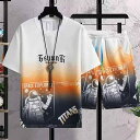 セットアップ メンズ 半袖 Tシャツ ハーフパンツ カジュアル スポーツ トレーニング ルームウェア アウトドア ポリエステル混紡素材 薄手 軽量 吸湿速乾 接触冷感 グレー ブルー グリーン オレンジ