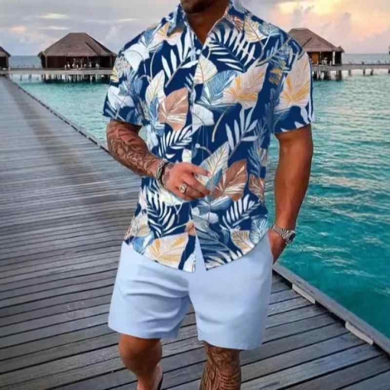 シャツ メンズ 半袖 ショートパンツ ビーチセットアップ カジュアル ゆったり 3Dプリント ポリエステル素材 ストレッチ 快適 通気性 普段使い リゾート レジャー