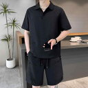 セットアップ メンズ 薄手 接触冷感 ポロ襟 半袖 トップス ハーフパンツ 五分丈 短パン 上下セット 夏 カジュアル スポーツウェア 普段使い ルームウェア トレーニング ポリエステル