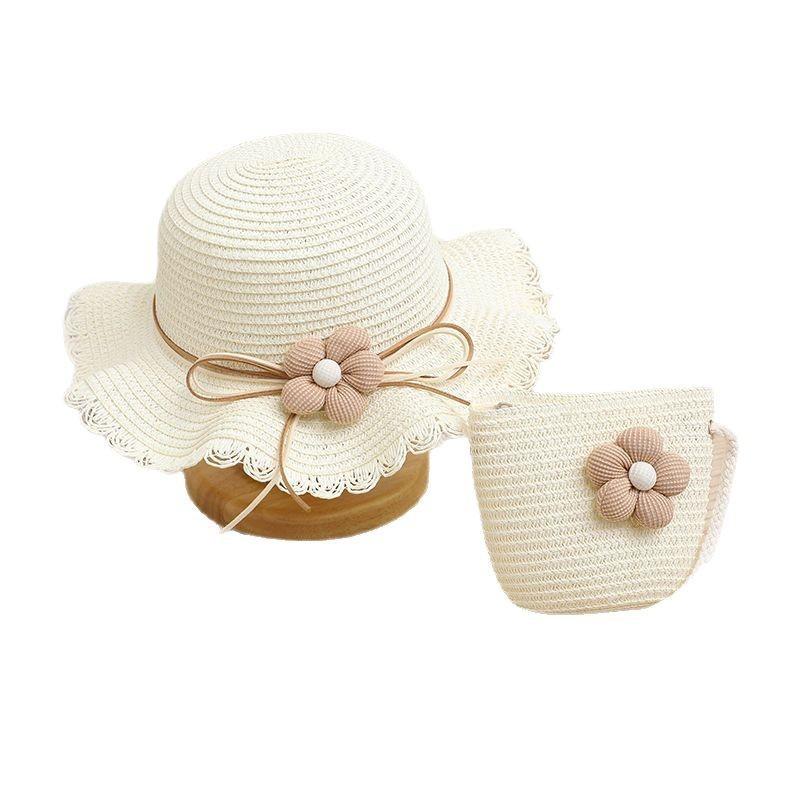 麦わら帽子 女の子 ベビー キッズ 女児 ストローハット UVカット 日よけ 日焼け防止 つば広 バケットハ..