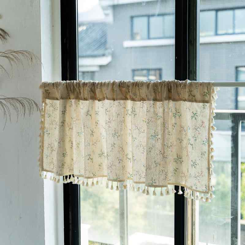 のれん おしゃれ かわいい 和風 ナチュラルテイスト 布製 小花柄 フリル レース 間仕切り 目隠し プライバシー保護 日よけ ショート丈 カフェカーテン 寝室 リビング キッチン 玄関 模様替え