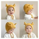 帽子 ベビー 新生児 男の子 女の子 春秋 かわいい 耳付き アニマルデザイン 鹿角 くま 猫耳 うさぎ コットン素材 つむじ保護 防寒 日よけ 通気性 ニット帽(x2)