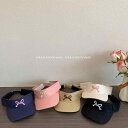 サンバイザー 親子 レディース キッズ リボン 韓国風 UVカット 日よけ つば広帽子 夏用 綿混 コットン 通気性 ナチュラル 小清新 カジュアルスタイル ブラック ベージュ ピンク ネイビー カーキ(x2)