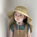 キッズ 子供 帽子 バケットハット 夏 薄手 つば広 日よけ UVカット 紫外線対策 首元ガード付き アウトドア レジャー サファリハット 2way トップ取り外し可能 通気性(x2)