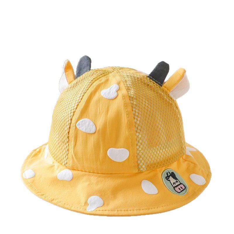 帽子 ベビー キッズ 子供用 夏用 薄手 軽量 UVカット 日よけ 日差し対策 紫外線対策 牛柄 乳牛柄 メッ..