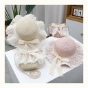 麦わら帽子 女の子 子供 ベビー 夏用 日よけ UVカット 日焼け対策 通気性 プリンセス リボン つば広 ビーチ バケットハット ペーパーストロー 紙素材 かわいい ナチュラル 旅行 アウトドア お出かけ