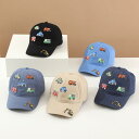 キャップ キッズ 男の子 女の子 子供 車 カー 刺繍 野球帽 ベースボールキャップ 日よけ 紫外線対策 UVカット 通気性 サイズ調整可能 コットン カジュアル 普段使い お出かけ 通学 シンプル