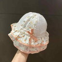 サファリハット ベビー 女の子 キッズ 夏用 日よけ帽子 バケットハット 薄手 花柄 かわいい サイズ調整 ポリエステル 通気性 紫外線対策 UVカット 黄色 オレンジ ピンク