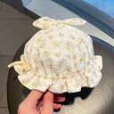 帽子 ベビー 女の子 かわいい プリンセス風 小花柄 春 夏 秋 薄手 レーヨン素材 日よけ UVカット 紫外線対策 サイズ調節可能 あご紐付き バケットハット 乳幼児 0~1歳向け
