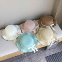 麦わら帽子 ストローハット 女の子 ベビー レース リボン つば広 通気性 UVカット ビーチハット かわいい 日よけ バケットハット 夏 リゾート 海遊び 公園 お散歩 カーキ ベージュ アイボリー ピンク ブルー