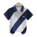 ポロシャツ キッズ 子供服 半袖 Tシャツ セットアップ 男の子 ストライプ ボーダー 綿 コットン 春夏 普段使い 通学 カジュアル おしゃれ 快適 ネイビー ブルー