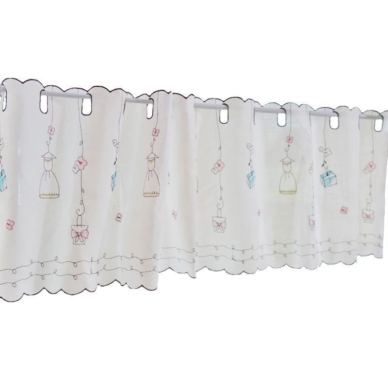 カーテン 小窓用 カフェカーテン ショート丈 ハトメ式 目隠し 採光 かわいい 装飾 飾り 寝室 キッチン リビング 出窓 フランネル レース 無地 ナチュラル カントリー調 ホワイト