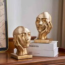 ブックエンド レジン工芸品 人物フェイス アート オブジェ 高級感 モダン 抽象デザイン ユニーク 個性的 インテリア リビング オフィス 書斎 デスク 装飾雑...