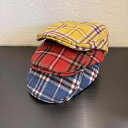 ハンチング 帽子 ベレー レディース チェック 格子柄 つば付き キャップ 画家風 韓国 レトロ クラシック 小顔効果 秋冬 ファッション カジュアル イエロー レッド グリーン