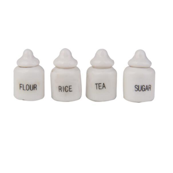 ドールハウス ミニチュア 1/12スケール 調味料入れ スパイスボトル 4点セット ホワイト リアルなキッチ..