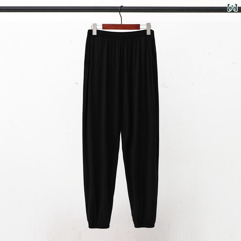 パンツ メンズ モダール ロング丈 ジョガーパンツ 夏 薄手 ゆったり テーパード 大きいサイズ 高ストレッチ 吸湿速乾 パジャマ ルームウェア ワンマイルウェア カジュアル